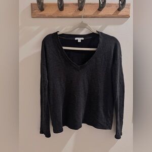 “James Perse” Dark Charcoal Grey V-Neck Long Sleeved Top Women’s 1